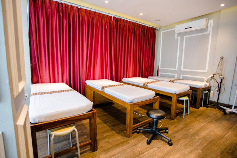 Facial treatment room with beds and equipment